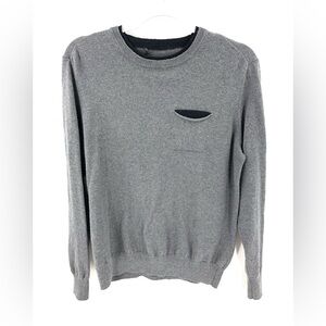Stewart Of Scotland Cashmere Cotton Sweater Pullover Jumper Gray Mens Medium